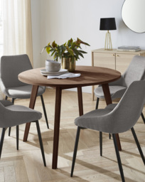 Oslo Table with 4 Etta Fabric Chairs Walnut/Grey