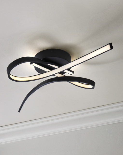 LED Flush Ceiling Light Black Black - Searchlight - image 1