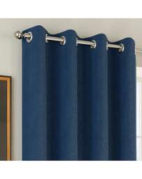 Chester Herringbone Eyelet Curtains Navy - Enhanced Living - Size: 168 x 137cm - thumbnail 4