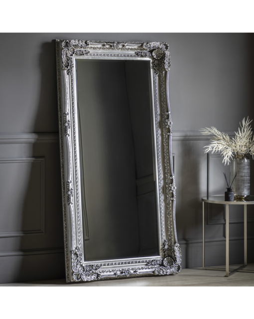 Gallery Carved Louis Mirror Silver Silver - Gallery Direct - image 1