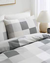 Darcy Check Cotton Blend Duvet Set Grey - Size: KING - thumbnail 3