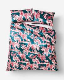 Juniper Silky Satin Jungle Duvet Set Teal - JD Williams - Size: KING - thumbnail 4