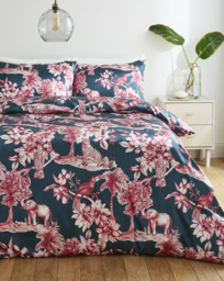 Juniper Silky Satin Jungle Duvet Set Teal - JD Williams - Size: KING