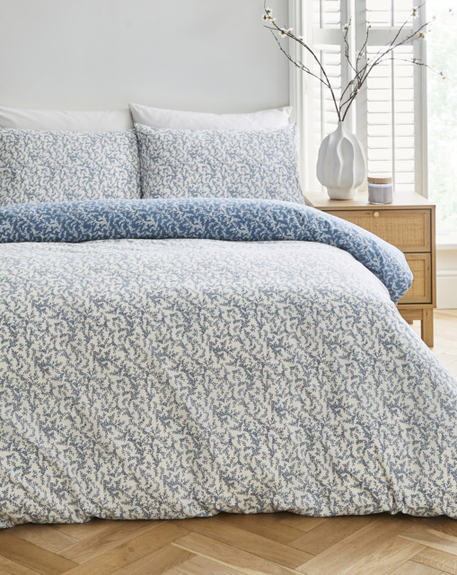 Peyton Mini Blue Leaf Duvet Cover Set White/Blue - JD Williams - Size: SINGLE - image 1