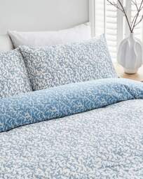 Peyton Mini Blue Leaf Duvet Cover Set White/Blue - JD Williams - Size: SINGLE - thumbnail 5