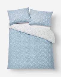 Peyton Mini Blue Leaf Duvet Cover Set White/Blue - JD Williams - Size: SINGLE - thumbnail 3