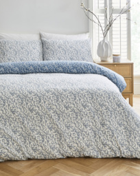 Peyton Mini Blue Leaf Duvet Cover Set White/Blue - JD Williams - Size: SINGLE - thumbnail 1
