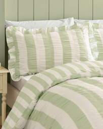 Catherine Lansfield Seersucker Duvet Set Green - Catherine Lansfield - Size: DOUBLE - thumbnail 4