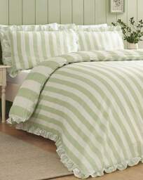 Catherine Lansfield Seersucker Duvet Set Green - Catherine Lansfield - Size: DOUBLE - thumbnail 2