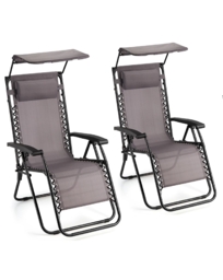 Verona Zero Gravity Chairs - Set of 2 Grey - VonHaus