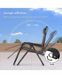 Verona Zero Gravity Chairs - Set of 2 Grey - VonHaus - thumbnail 5