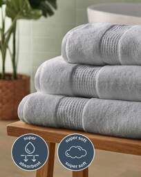 Silentnight Luxury Waffle Cotton Towel Grey - Silentnight - Size: Bath Sheets - thumbnail 2