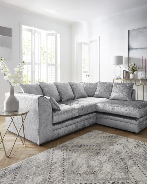 Chicago Right Hand Corner Chaise Sofa Silver - image 1