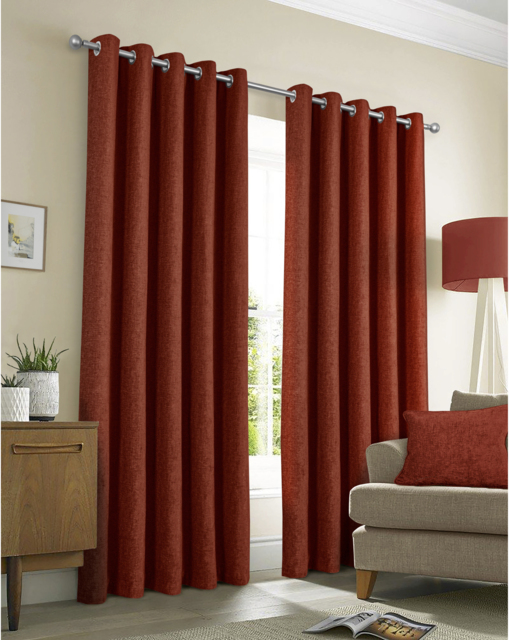 Sundour Amberley Eyelet Curtains Terracotta - Sundour - Size: 117 x 137cm - image 1