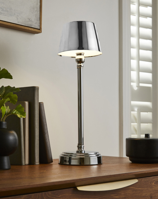 Isla Rechargeable Table Lamp Silver - Searchlight - image 1