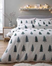 Winter Forest Cuddle Fleece Duvet Set Green - At Home Collection - Size: DOUBLE - thumbnail 1