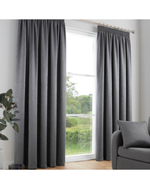 Galaxy Pencil Pleat Curtains Charcoal - Fusion - Size: 117 x 137cm - image 1