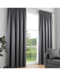 Galaxy Pencil Pleat Curtains Charcoal - Fusion - Size: 117 x 137cm - thumbnail 1