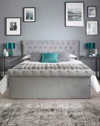 Aspire Chesterfield Lift Ottoman Bed Grey - Aspire - Size: DOUBLE - thumbnail 5