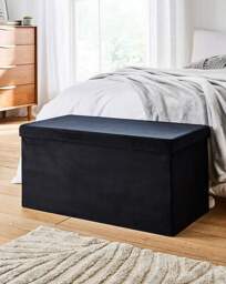 Velvet Foldable Storage Ottoman Black - JD Williams - thumbnail 2
