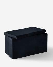 Velvet Foldable Storage Ottoman Black - JD Williams - thumbnail 4