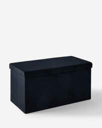 Velvet Foldable Storage Ottoman Black - JD Williams - thumbnail 3