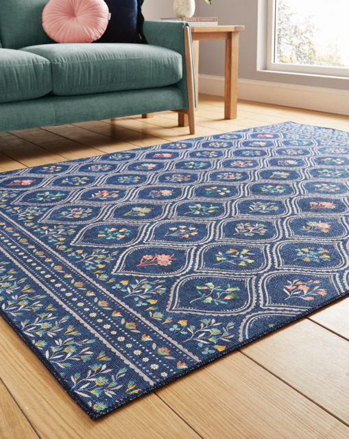 Catherine Lansfield Cameo Washable Rug Navy - Catherine Lansfield - Size: 76x150 - image 1