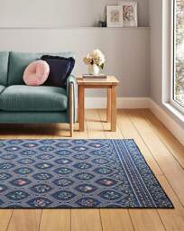 Catherine Lansfield Cameo Washable Rug Navy - Catherine Lansfield - Size: 76x150 - thumbnail 4