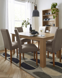Dakota Table with 6 Ava Leather Chairs Grey/White