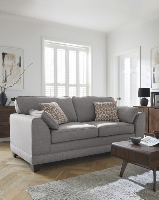 Hilliard Fabric 3 Seater Sofa Grey - image 1