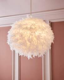 Feather Easy Fit Pendant Shade White - Searchlight - thumbnail 1