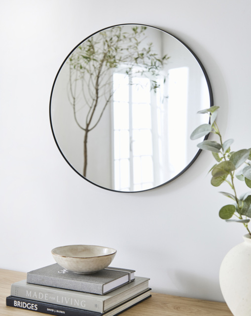 Black Round Wall Mirror Black - JD Williams - image 1