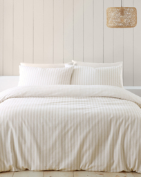 CL Brushed Stripe Duvet Cover Set NTL Natural - Catherine Lansfield - Size: SINGLE - thumbnail 1