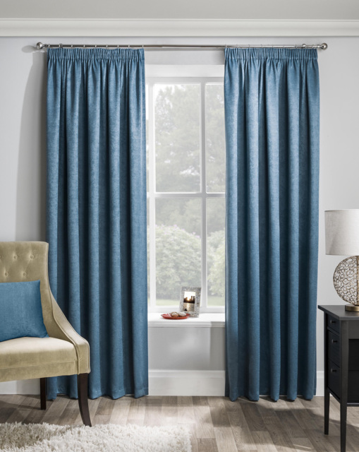 Matrix Pencil Pleat Thermal Curtain Teal - Enhanced Living - Size: 117 x 137cm - image 1