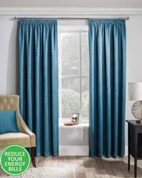 Matrix Pencil Pleat Thermal Curtain Teal - Enhanced Living - Size: 117 x 137cm - thumbnail 2