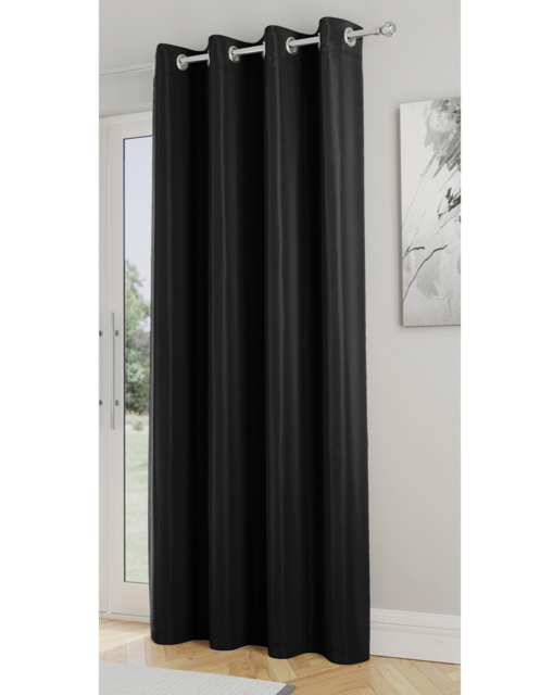 Supersoft Thermal Eyelet Door Curtain Black - Enhanced Living - Size: 168X214