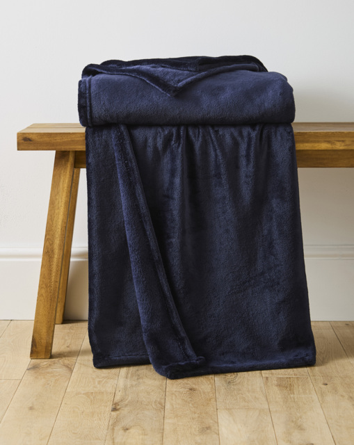 Plush Fleece Throw Navy - JD Williams - Size: 150X200 - image 1