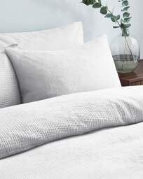 Cotton Crinkle Muslin Duvet Set White - JD Williams - Size: DOUBLE - thumbnail 3