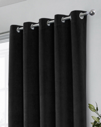 Hampton Velvet Curtain Black - Enhanced Living - Size: 117 x 137cm