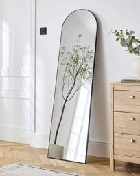 Black Slim Arched Leaner Mirror Black - JD Williams