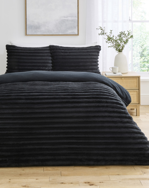 Oakley Fleece Duvet Cover Set Black - JD Williams - Size: SINGLE - image 1