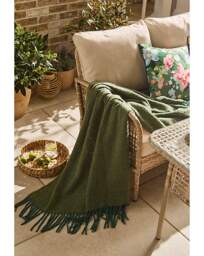 Striped Faux Mohair Throw Green - JD Williams - Size: 130X150 - thumbnail 2