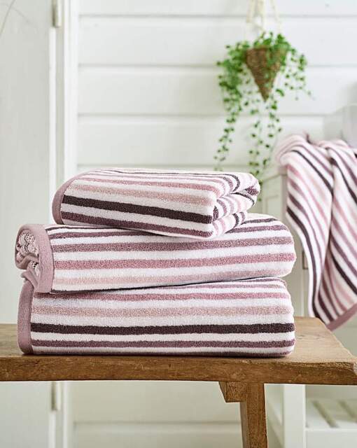 Deyongs Bliss Linear Cotton 550GSM Towel Pink - Size: Hand Towel - image 1