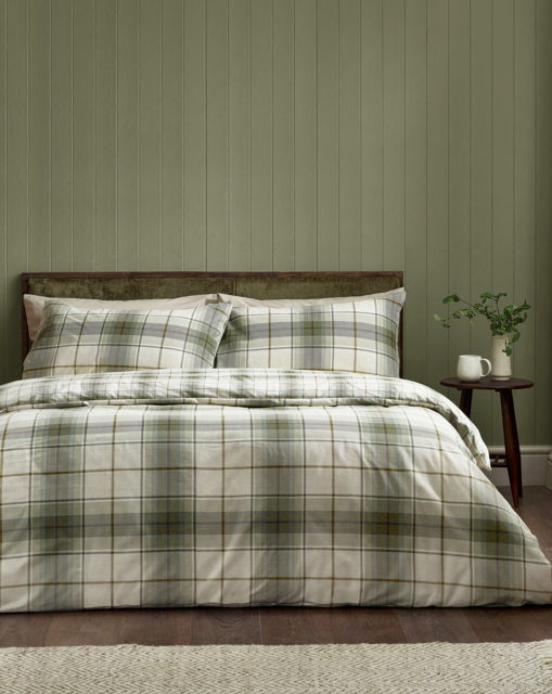 CL Brushed Troon Check Duvet Set Green - Catherine Lansfield - Size: SINGLE - image 1