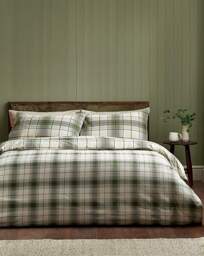 CL Brushed Troon Check Duvet Set Green - Catherine Lansfield - Size: SINGLE - thumbnail 5