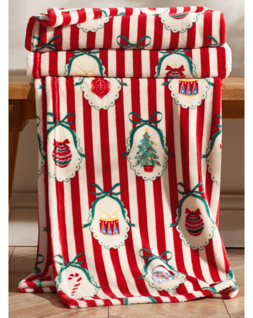 CL Christmas Vintage Stripe Throw Multi - Catherine Lansfield - Size: 130X170 - image 1