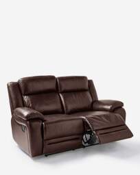 Croft Leather Recliner 2 Seater Sofa Chestnut - JD Williams - thumbnail 3