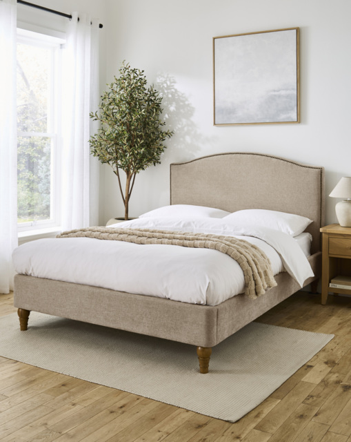 Lilah Studded Bed Frame Oatmeal - JD Williams - Size: DOUBLE - image 1