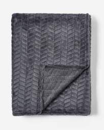 Embossed Jacquard Fleece Throw- Charcoal Charcoal - JD Williams - Size: 120X150 - thumbnail 2