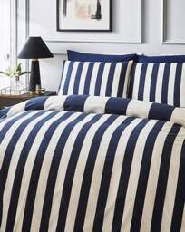 Joanna Hope Stripe Duvet Set White/Navy - Joanna Hope - Size: SINGLE - thumbnail 4
